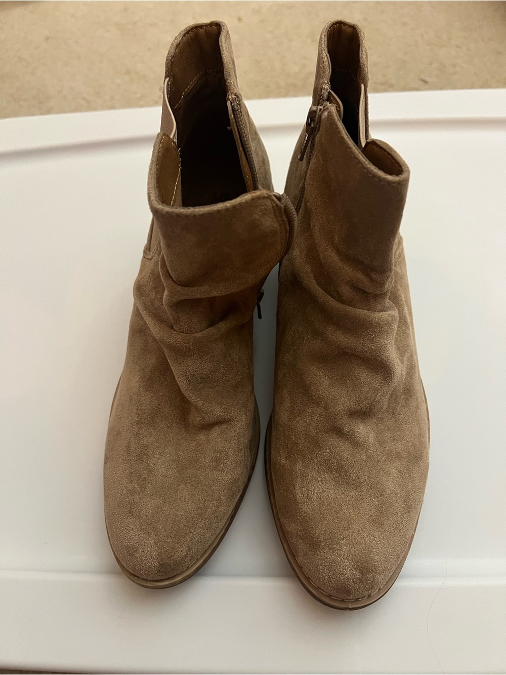 Women’s Suede Slouch Ankle Bootie - Taupe